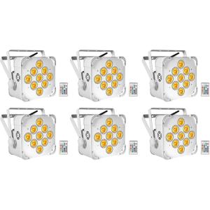 imageRockville Best PAR 60 White 60Watt Battery Powered Wireless DMX Wash Par Light RGBWA and UV LEDs 13200 mAh Rechargeable Battery for Weddings and DJs 6Piece