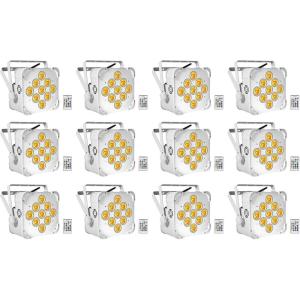 imageRockville Best PAR 60 White RGBWA UV Battery Powered Wireless DMX Wash Par Lights Rechargeable Remote Control Included 12Piece