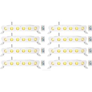 imageRockville Best Strip 60 White 36W Rechargeable Wash Light Bar 6x6W RGBWA UV LEDs Wireless DMX IRC Remote for DJs Events and Stage Lighting 8Piece