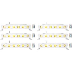imageRockville Best Strip 60 White Rechargeable Wash Light Bar with Wireless DMX RGBWAUV Color Mixing for DJ Events and Stage Lighting 6Piece