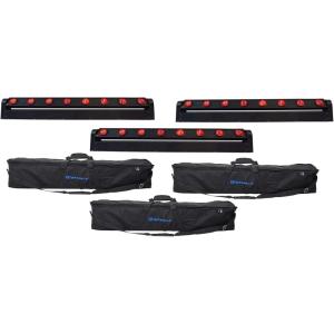 imageRockville MOTIONSTRIP Bundle 3 Motorized Moving Head RGBW Color Strip WashBeam Light Bar 16Channel DMX Control 3 RLB60 Travel Bags for LED Strips 6Items