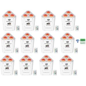 imageRockville RockWedge LED RGBWAUV Rechargeable Wireless DMX Wash DJ UpLight White for Events and Parties 12Piece