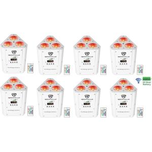 imageRockville RockWedge LED White RGBWA and UV 3x18Watt Par Wash UpLight Rechargeable 7500 mAh Battery Wireless DMX and LCD Display IRC Remote Included 8Piece
