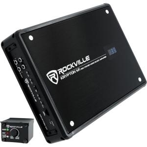 imageRockville KRYPTONM1 Mono Car Amplifier 1 Ohm 2000W ClassD EQ Low Pass Filter DynoCertified Bass Remote Perfect for Subwoofers and Car Audio