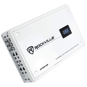 image:imageRockville Atom 8W 3500W Peak 8Channel Marine Amplifier 4 Ohm Bluetooth MarineGrade WaterResistant Compact for Boat and Marine Audio SystemsWhite