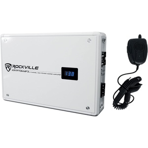 image:imageRockville Krypton MF3 1600w Peak 4 Channel Marine Amplifier White PA Microphone Rustproof Adjustable Crossover for BoatsWhite