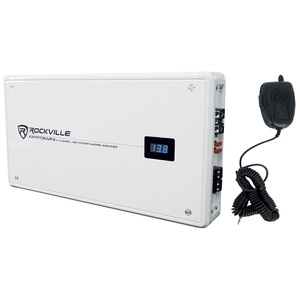 image:imageRockville Krypton MF4 White 2400w Peak600w RMS 4 Channel Marine Amplifier Waterproof Design Adjustable Crossover PA Microphone for Boats and Marine AudioWhite