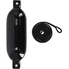 image:imageRockville Boat Fender with 10ft Line Marine Bumper for Docking Protection UVResistant PVC Construction Double Eyelets for Vertical or Horizontal MountingBlack