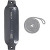 image:imageRockville Boat Fender with 10ft Line Marine Bumper for Docking Protection UVResistant PVC Construction Double Eyelets for Vertical or Horizontal MountingGrey