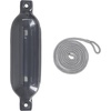 image:imageRockville Boat Fender with 10ft Line Marine Bumper for Docking Protection UVResistant PVC Construction Double Eyelets for Vertical or Horizontal MountingGrey