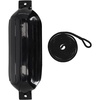 image:imageRockville Boat Fender with 10ft Line Marine Bumper for Docking Protection UVResistant PVC Construction Double Eyelets for Vertical or Horizontal MountingBlack