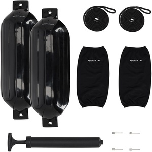image:imageRockville Boat Fender Package 10in x 30in Marine Bumpers with Covers Dock Lines amp PumpBlack