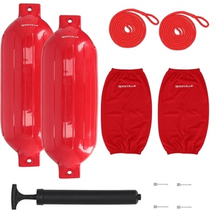 image:imageRockville Boat Fender Package 10in x 30in Marine Bumpers with Covers Dock Lines amp PumpRed