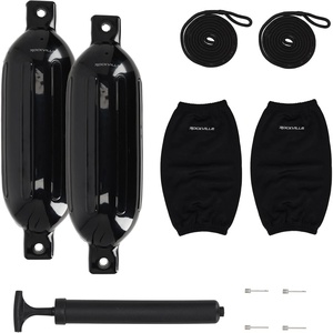 image:imageRockville Boat Fender Package 65in x 23in Marine Boat Bumpers with Fender Covers Dock Lines amp Pump for Docking and Boat ProtectionBlack