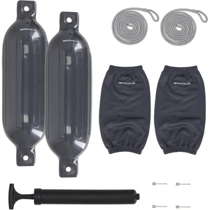 image:imageRockville Boat Fender Package 65in x 23in Marine Boat Bumpers with Fender Covers Dock Lines amp Pump for Docking and Boat ProtectionGrey