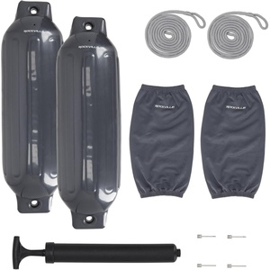 image:imageRockville Boat Fender Package 85in x 27in Marine Boat Bumpers with Fender Covers Dock Lines amp Pump for Docking and Boat ProtectionGrey