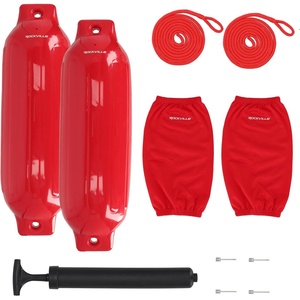 image:imageRockville Boat Fender Package 85in x 27in Marine Boat Bumpers with Fender Covers Dock Lines amp Pump for Docking and Boat ProtectionRed
