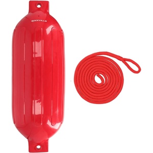 image:imageRockville Boat Fender with 10ft Line Marine Bumper for Docking Protection UVResistant PVC Construction Double Eyelets for Vertical or Horizontal MountingRed