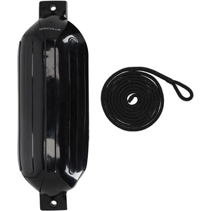 image:imageRockville Boat Fender with 10ft Line Marine Bumper for Docking Protection UVResistant PVC Construction Double Eyelets for Vertical or Horizontal MountingBlack