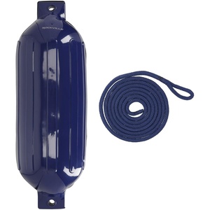 image:imageRockville Boat Fender with 10ft Line Marine Bumper for Docking Protection UVResistant PVC Construction Double Eyelets for Vertical or Horizontal MountingNavy Blue