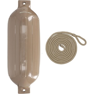 image:imageRockville Boat Fender with 10ft Line Marine Bumper for Docking Protection UVResistant PVC Construction Double Eyelets for Vertical or Horizontal MountingSand