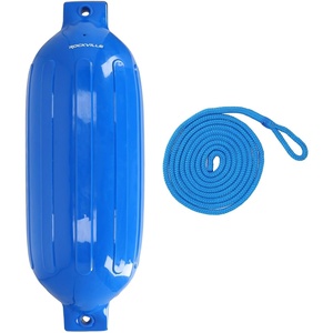 image:imageRockville Boat Fender with 10ft Line Marine Bumper for Docking Protection UVResistant PVC Construction Double Eyelets for Vertical or Horizontal MountingBlue