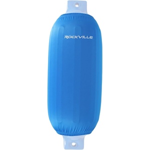 image:imageRockville C1030W 10in x 30in Boat Fender Cover White Stretch Fabric Fits 95105in Thick Fenders DoubleStitchedBlue