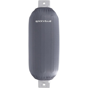 image:imageRockville C1030W 10in x 30in Boat Fender Cover White Stretch Fabric Fits 95105in Thick Fenders DoubleStitchedGray