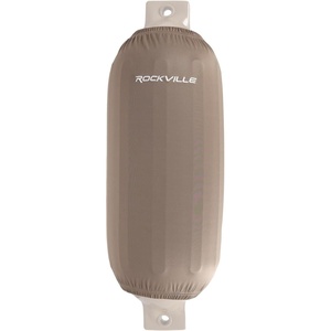 image:imageRockville C1030W 10in x 30in Boat Fender Cover White Stretch Fabric Fits 95105in Thick Fenders DoubleStitchedSand