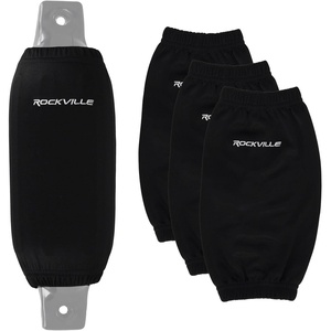 image:imageRockville C44516G 4Pack 45in x 16in Boat Fender Covers Grey Stretch Fabric Fits 455in Thick Fenders DoubleStitchedBlack