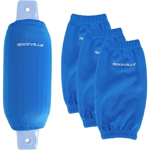 image:imageRockville C44516G 4Pack 45in x 16in Boat Fender Covers Grey Stretch Fabric Fits 455in Thick Fenders DoubleStitchedBlue
