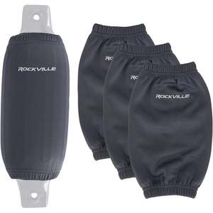 image:imageRockville C44516G 4Pack 45in x 16in Boat Fender Covers Grey Stretch Fabric Fits 455in Thick Fenders DoubleStitchedGrey