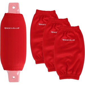 image:imageRockville C44516G 4Pack 45in x 16in Boat Fender Covers Grey Stretch Fabric Fits 455in Thick Fenders DoubleStitchedRed