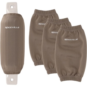 image:imageRockville C44516G 4Pack 45in x 16in Boat Fender Covers Grey Stretch Fabric Fits 455in Thick Fenders DoubleStitchedSand