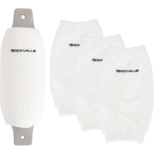 image:imageRockville C44516G 4Pack 45in x 16in Boat Fender Covers Grey Stretch Fabric Fits 455in Thick Fenders DoubleStitchedWhite