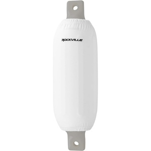 image:imageRockville C6523B 65in x 23in Boat Fender Cover Black Stretch Fabric Fits 67in Thick Fenders DoubleStitchedWhite