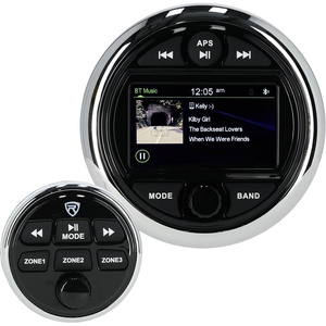 image:imageRockville RGHR48A Marine Bluetooth Radio Receiver 4Zone 72W x4 Amplifier 3 Color Display Waterproof