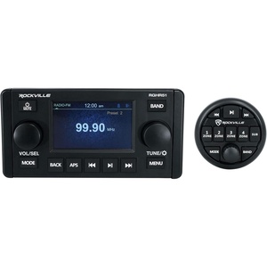 image:imageRockville RGHR51 5 Zone Single Din Marine Receiver BluetoothRadioWired Remote