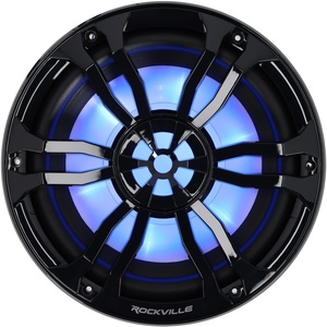 image:imageRockville RMPREMIUM102 White Marine Boat 10 Subwoofer 1200W Dual 2 Ohm Free Air Design RGB LED Lighting Polycarbonate Cone for Boats and Marine AudioBlack