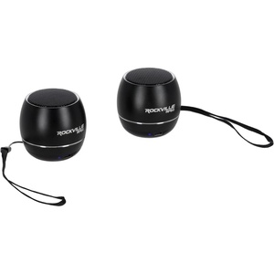 image:imageRockville RPB3BLACK 2 Portable Bluetooth Speakers 3W Drivers 5W Total Output TWS Wireless Linking Builtin Mic SD Slot for Travel and Home UseBlack