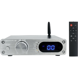image:imageRockville BLUDAC2S 150W HiRes 192K Amplifier Bluetooth Receiver wUSB Optical Coax Sub Out ClassD DSP EQ Remote Brushed Aluminum Compact Design for Home Theater amp MusicSilver