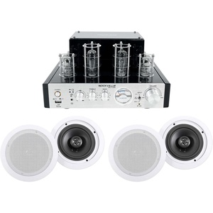 image:imageRockville BluTube Bundle 70Watt Tube Amplifier Home Stereo Receiver with Bluetooth 2 HC655 Pair 65 500Watt 8Ohm 2Way inCeiling Home Theater Speakers 3Items
