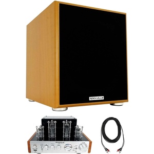 image:imageRockville BluTube WD Bundle 70W Tube AmplifierReceiver 35Wx2 RMS 4 with VU Meter 10Inch Rock Shaker Subwoofer 600W peak300W RMS 4 110240V RCDR25B 25ft RCA Cable 3 Items