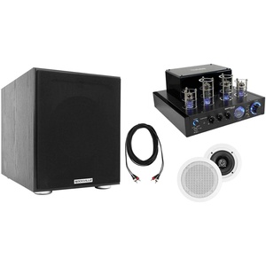 image:imageRockville Bundle BluTube LED 70W Bluetooth Tube AmpReceiver Bundle with 1 Pair HC55 525 300W inCeiling Speakers Rock Shaker 8 400W Powered Subwoofer RCDR25B 25ft RCA Cable 4 Items