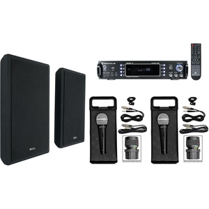image:imageRockville Bundle RPA60BT V2 1000 Watt 2Ch USB Bluetooth Amplifier Mixer Bundle with Pair of RockSlim 525 240 Watt Slim Speakers and 2 RMCXLR Wired Microphones 4 Items