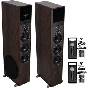 image:imageRockville Bundle TM150D Dark Wood Powered Home Theater Tower Speakers 10 SubBluetooth Bundle with 2 RMCXLR HighEnd Metal DJ Handheld Wired Microphone Mic w 2 Cables 3 Items