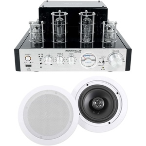 image:imageRockville HC655 Bundle 2 65 in 500Watt 8 Ohm inCeiling Home Theater Speakers BluTube 70Watt Tube Amplifier Stereo Receiver Bluetooth 2Items