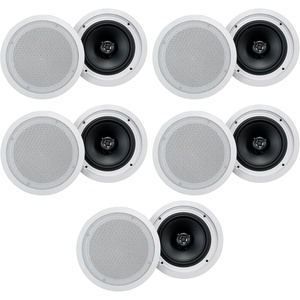 image:imageRockville HC8516 White 8 in 700 Watt inCeiling Home Theater Speakers 16 Ohm Polypropylene Cone Aimable Tweeter Paintable Grills 5Pair
