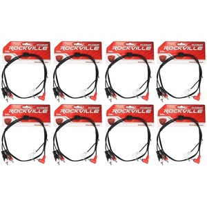 image:imageRockville RCDR3R 3ft Dual Mono RCA Cable 100 Copper Right Angle to Straight Connectors NickelPlated HighFidelity Audio for DJs and Home Audio 8Piece