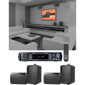 image:imageRockville RPA60BT Bundle 1000W 2Channel USB Bluetooth DJProKaraoke Amplifier Mixer 4 HP4S8 BK 4 in 360W Peak 120W RMS OutdoorIndoor Swivel Home Theater Speakers in Black 5Items